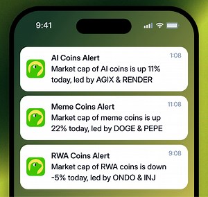 New Feature: Category Alerts 🔔 Following crypto narratives just got easier. You can now follow crypto categories like AI, Meme Coin, and Real World Assets (RWA), and we’ll ping you when they move. Try it today: coingecko.com/categories | CoinGecko