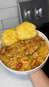 Chicken & shrimp Cajun pasta 🫶🏼 #cooking #recipe #food #easyrecipe #dinner #cookwithme