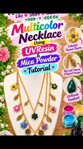 Beautiful Multicolor Necklace Using UV Resin & Mica Powder | DIY Jewelry Making #shorts