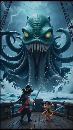 🐙⚔️🌩️ EPIC PIRATE BATTLE: BOY & KITTEN VS THE KRAKEN! 🌊☠️🐱 #cartoon #pirate #adventure