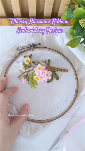 Cherry Blossoms Ribbon Embroidery Design & Tutorial