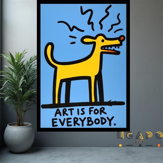 Keith Haring Inspired Dog Poster, Colorful Pop Art Print, Vibrant Modern Wall Decor - Etsy