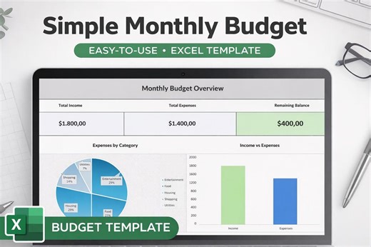 Simple Monthly Budget Excel Template | Beginner Friendly Expense Tracker | Personal Finance Spreadsheet - Etsy UK