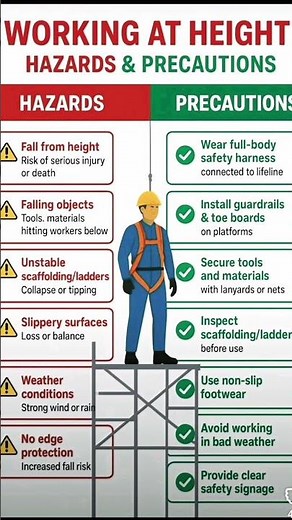 Working at Height Safety | Hazards & Precautions Explained | Safety Tips for Workers #heightsafety