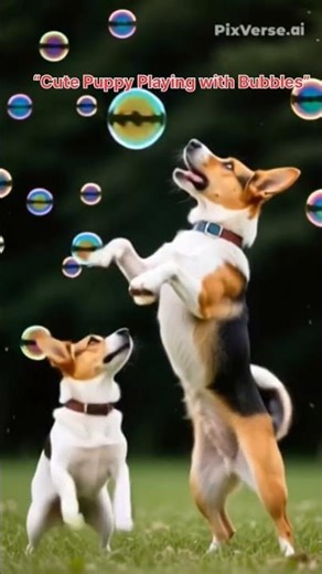 “Funny Dog Popping Bubbles 🐶✨”“Cute Puppy Playing with Bubbles”