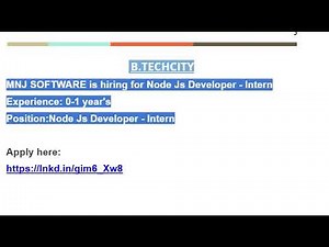 MNJ SOFTWARE is hiring for Node Js Developer - Intern