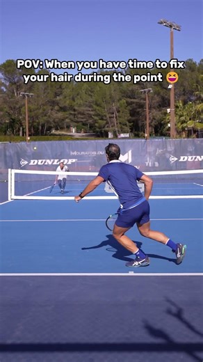 I fix my hair during the point! #tennis #tenniscoach