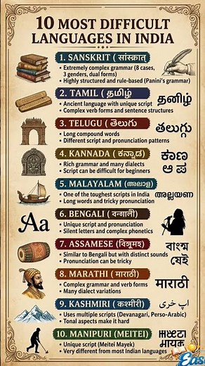10 most Difficult languages in india #india #literature #language #indianculture