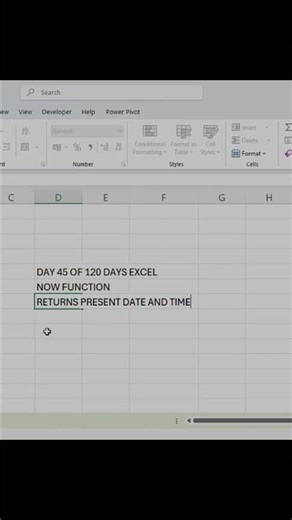Day 45 Of 120 Days Excel | Now Function | #excelchallenge