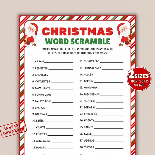 Christmas Word Scramble Game, Holiday Word Game, Word Games for Kids and Adults, Holiday Family Activity, Christmas Party Game, Xmas Word. - Etsy UK