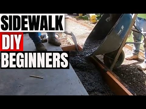 How to form pour and finish concrete sidewalk for beginners diy