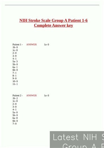 Latest NIH Stroke Scale Group A Patient 16 Complete Answer key video