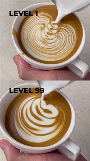 Latte Art Leaf: Level 1 VS Level 99 #shorts #latteart #turorial