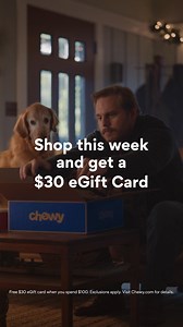 This week on Chewy, shop holiday and get a $30 eGift Card. | Chewy