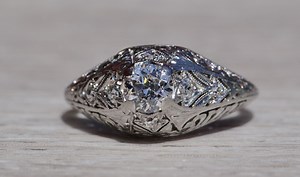Antique Ladies Platinum Engagement Ring Set With Diamonds - Etsy