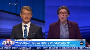 "We miss Alex every day. But luckily, it still feels like 'Jeopardy!'" Ken Jennings and Mayim Bialik talk about taking the reins of Jeopardy!, Alex Trebek's legacy and the future of the game show. gma.abc/3ywdRFw | Good Morning America