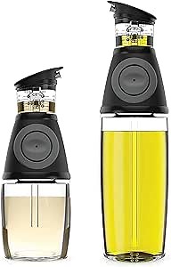 Belwares Olive Oil Dispenser Bottle with Pump - Oil Dispenser for Kitchen, Glass Oil and Vinegar Dispenser Set, Measured Cruet for Cooking - Ideal Oil Bottles for Kitchen Gadgets & Gifts, 2 Pack