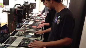 Over the next couple of weeks The New School at Scratch DJ Academy students will be putting together their 10 minute class final mixes. Each mix must contain the 3 basic skills I taught this semester: Mixing, Scratching and Backspinning. My dude Aasim decided to challenge himself and asked if I could teach him how to incorporate a "Beat Juggle" in his set earlier this week. Thus, I started him off with #Breakdowns. I caught him WORKING ON IT during class today and couldn't help but grab my camer