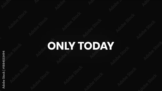 Only Today Distorted Glitch Text Animation 4K for One Day Sales and Flash Promotion Campaigns