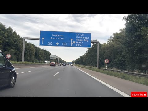 4k Relaxing Drive on the Autobahn A46 and A42 in Germany from Dusseldorf to Essen