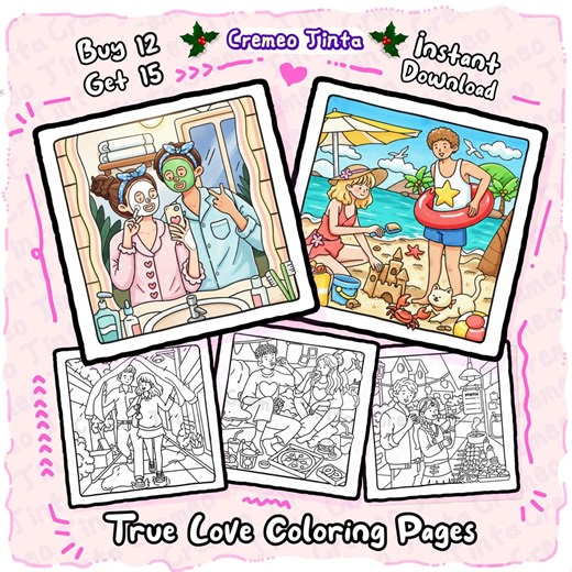True Love Coloring Pages – 12   3 Free Romantic Couple Pages, Sweet Love Scenes, Bold & Easy, Adult Coloring Book, Digital Download PDF PNG - Etsy