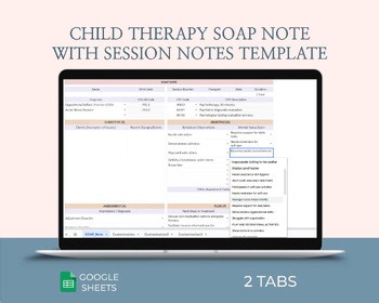Child Therapy SOAP Note Template Behavioral Issues Session Notes Editable