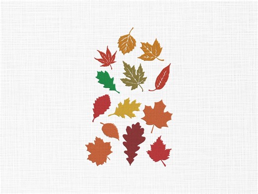 Autumn Leaves Embroidery Design Bundle, Fall Leaf Collection, Maple Oak Seasonal Embroidery Files, Leaves Embroidery - Etsy