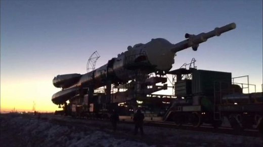 Soyuz Rocket Rolls To Launch Pad