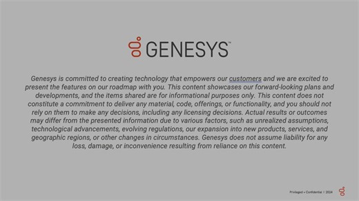 Genesys Cloud Product Roadmap - Q4 October 2024