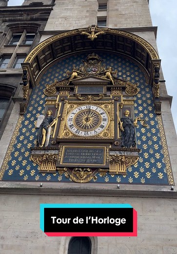 Tour de l’Horloge: a Paris corner where time comes with a backdrop. Tour de l’Horloge is the clock on the Conciergerie façade on Île de la Cité, right along Quai de l’Horloge. The tower was completed around 1350, and the clock was installed in 1370–1371, often cited as Paris’s first public clock. #Paris #IledeLaCite #Conciergerie #QuaiDeLHorloge #TravelTok