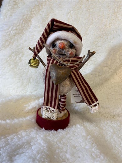 OOAK “coal” is a Primitive Snowman 7” Doll/figure - Etsy