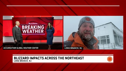 Heavy snow and wind batter Long Branch, New Jersey