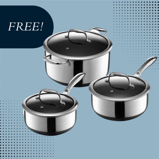 1K views · 90 reactions | Your kitchen upgrade is on us! Get a FREE 6 Piece HexClad Pot Set with Lids and Cuisinart Coffee Maker, plus bonus treats from KIND and Skittles! | PINCHme | Facebook