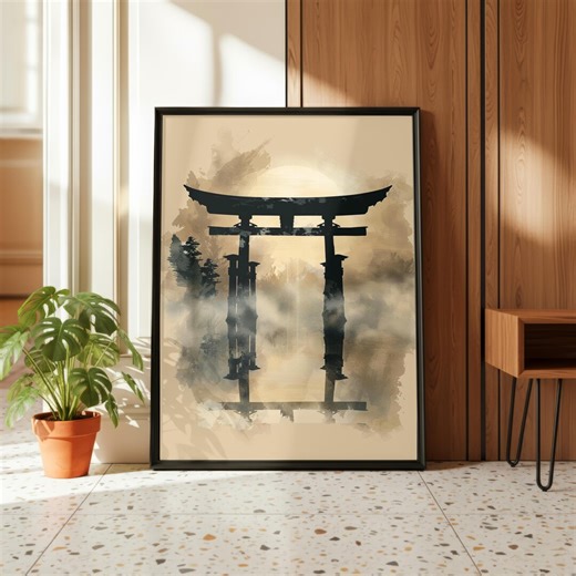 Torii Print | Japandi Wall Art | Abstract Home Decor | Modern Poster - Etsy