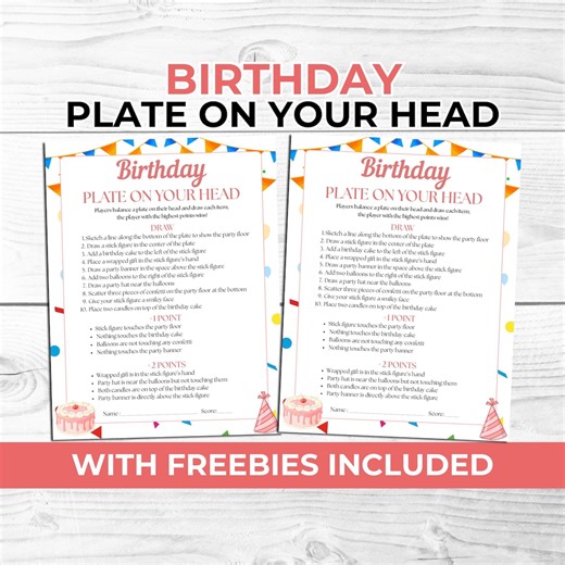 Birthday Plate on Your Head Game for Kids & Families, Silly Birthday Party Drawing Game, Fun Group Party Activity Printable - Etsy