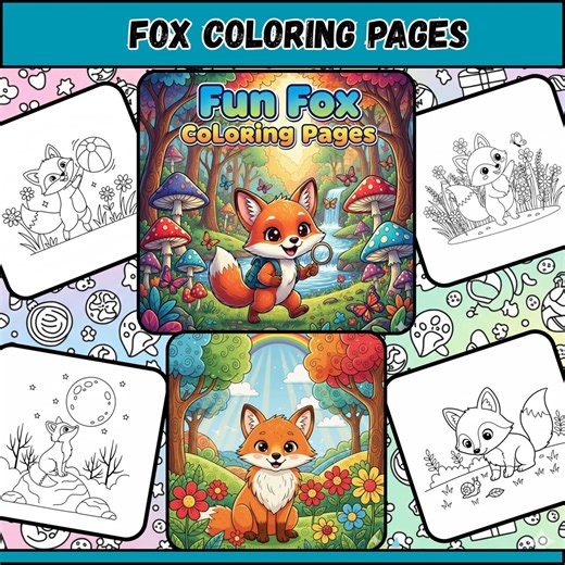 Fox Coloring Pages 30 Printable Animal Designs for Kids - Etsy
