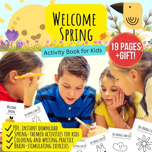 Spring Activity Book 19 Pages + Gift - Etsy