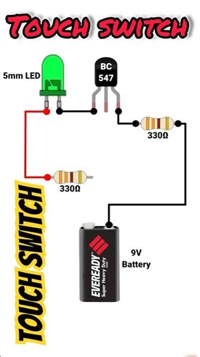 Touch sensitive switch ON / OFF LED light #circuit #led #tech #switch #touch #led ￼