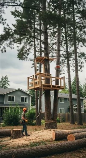 Falling Tree Breaks Treehouse || ViralHog Unbelievable Crash Caught Live #viral #treehouse #fail