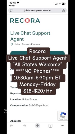 Recora Live Chat Support Agent - Work From Home Opportunity