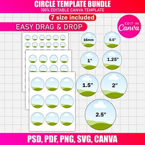 7x Circle Template Bundle | Round Label SVG PDF Png | Multipurpose Sticker Templates | Canva Editable Circle Design for DIY Printing - Etsy