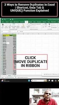 3 Ways to Remove Duplicates in Excel | Shortcut, Data Tab & UNIQUE() Function Explained