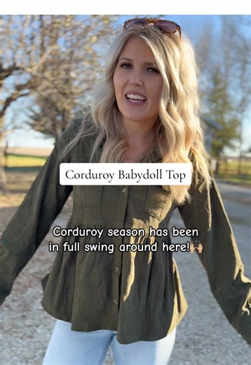Give me anything corduroy 😍 #babydolltop #corduroyjacket #corduroytop #boutiquestyle #casualcute