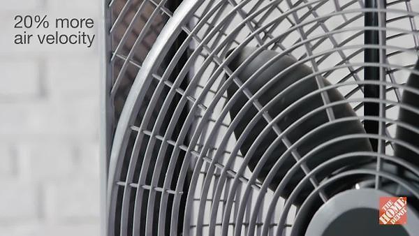 Lasko Power Plus 20 in. 3 Speed Box Fan for Home in Gray with Weather Shield Design for Window Use, 2000 CFM, Carry Handle B20540