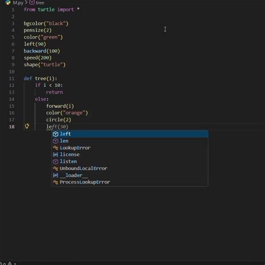 I created a beautiful fractal tree using Python Turtle Graphics#coding #turtle #programming