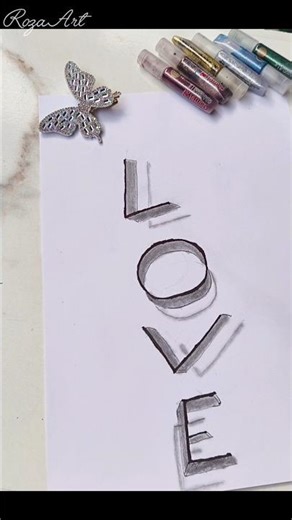3D LOVE Letter Drawing 😍 | Easy & Satisfying 3D Art for Beginners #shorts #art #drawing