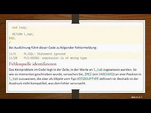 Behebung des Fehlers PLSQL expression is of wrong type