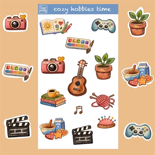 Cozy Hobbies Time Sticker Sheet - Etsy