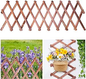 Expandable Garden Lattice Fence, Wooden Trellis for Climbing Outdoor Plants, Stretchable Panel Wall Trellis Vertical Rack Wood Frame Patio Decorative for Vine Ivy Rose