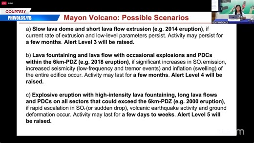 PHIVOLCS holds a press conference today to provide updates on the current status of Mayon Volcano after it was raised to Alert Level 3. Courtesy: PHIVOLCS/FB | GMA News